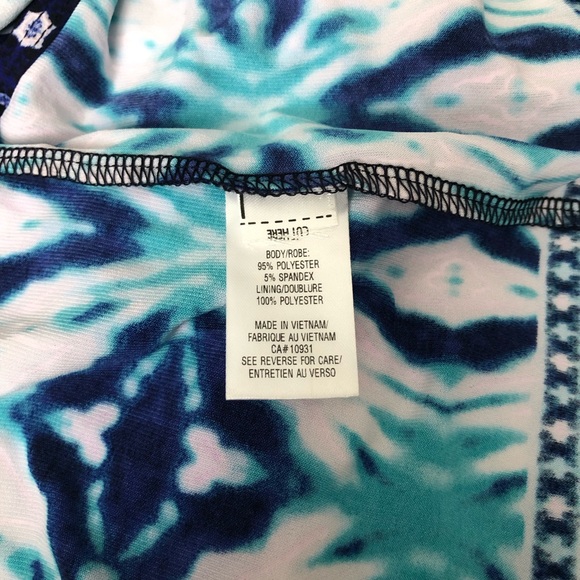 Sandra Darren Ikat Halter Maxi Dress Sleeveless White Navy Blue size 12 - Picture 5 of 7